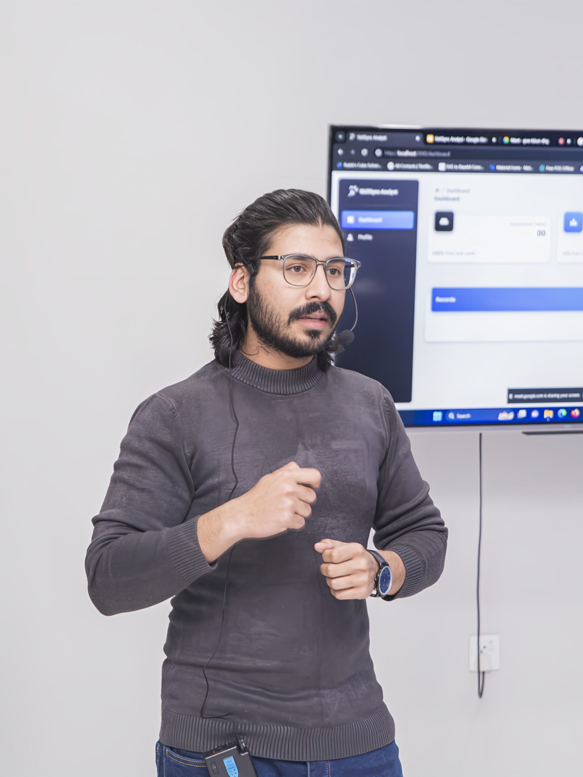 Mohsin Nawaz giving presentation of an AI product.